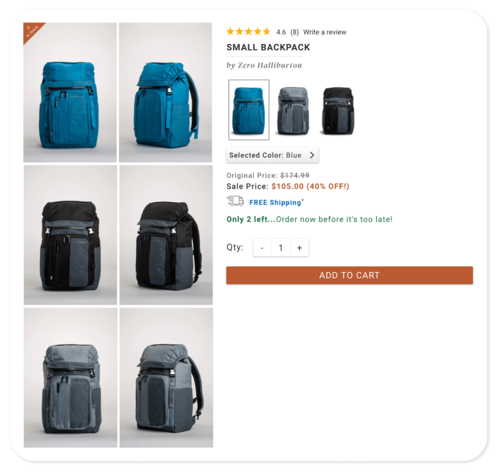 backpacks.com offers a product image in every color to help shoppers make a decision