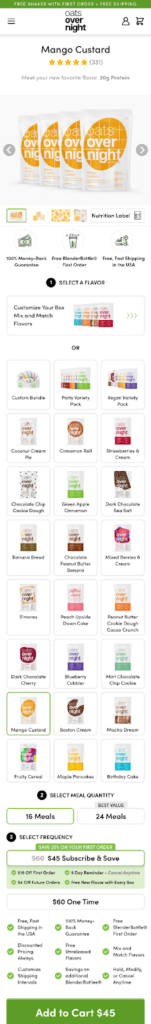 overnight oats product page