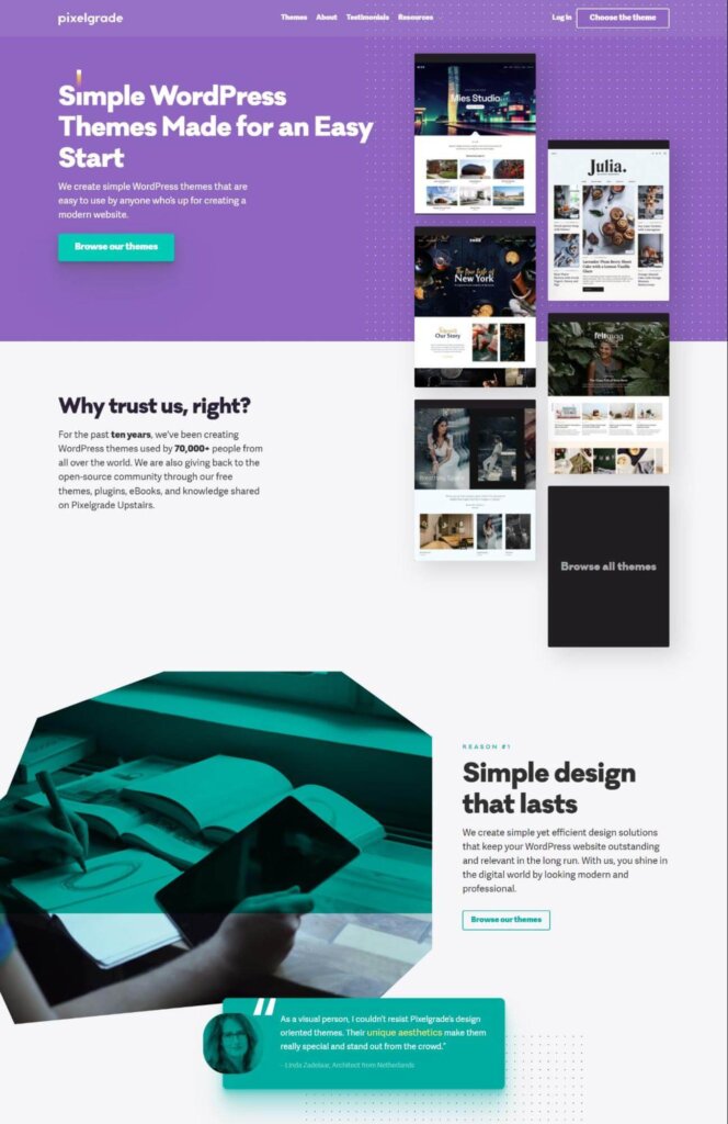 Pixelgrade b2b website design 