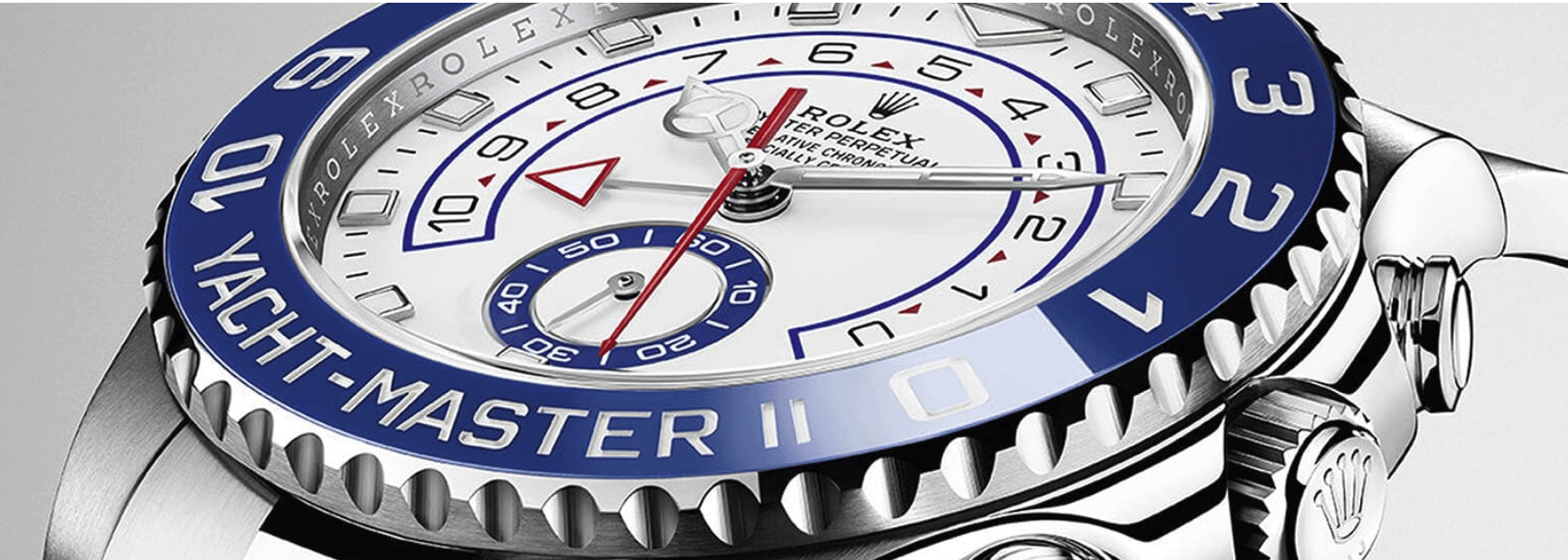 Rolex website features many luxury goods like this blue watch in the image