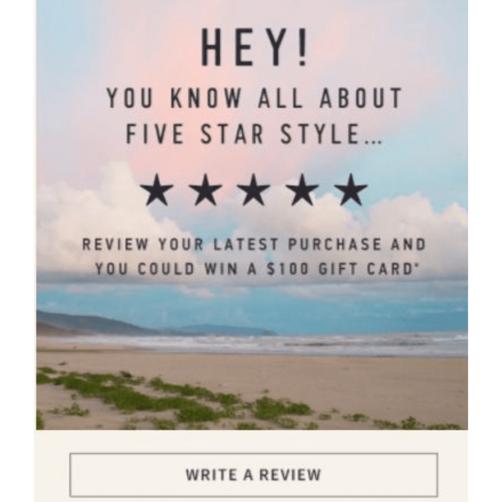 Hollister requesting review in post-purchase email