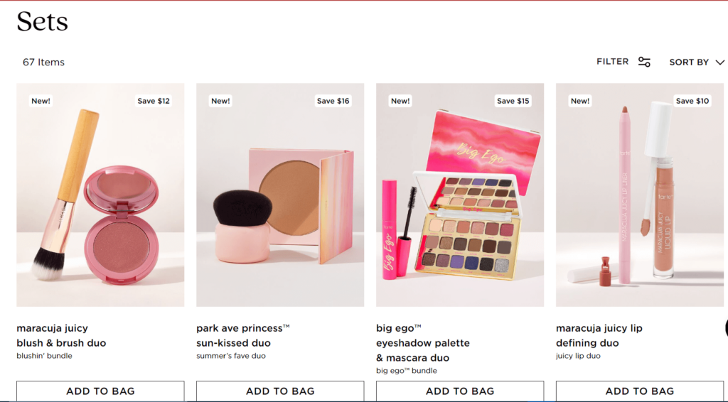 tarte cosmetics product sets