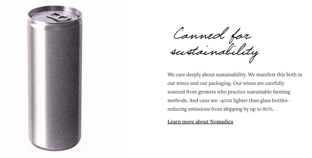 wine canned unique selling proposition example